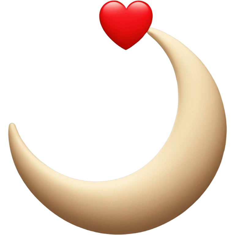 crescent beige moon with red heart emoji