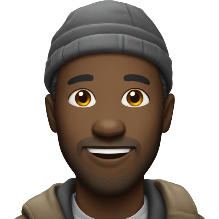 Homeless black man smiling  emoji