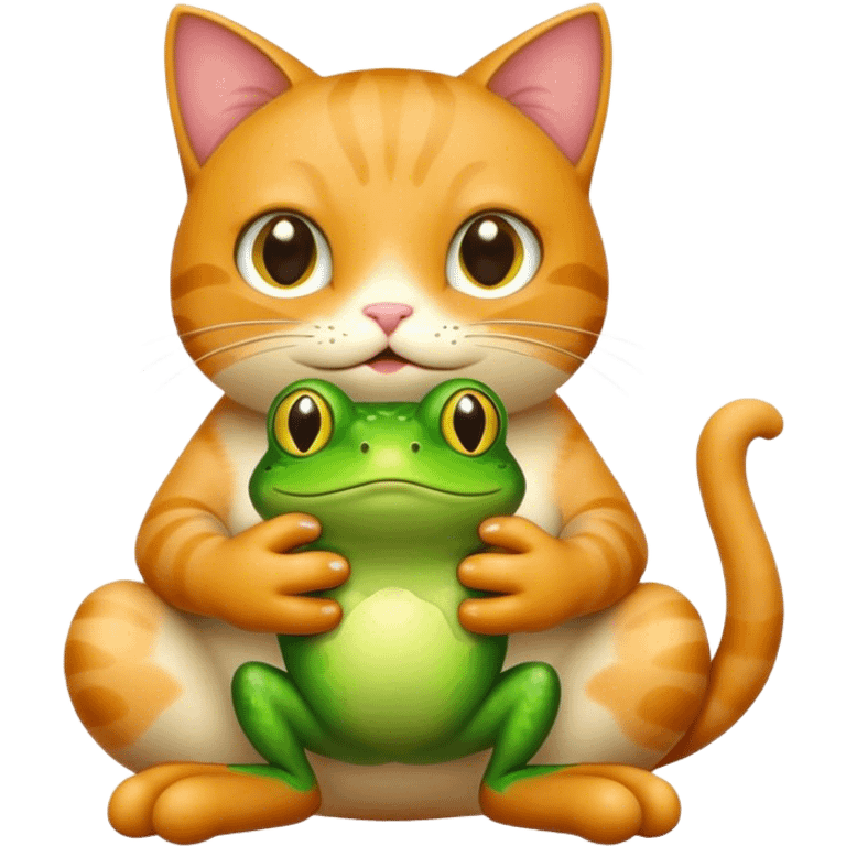 Cat holding frog emoji