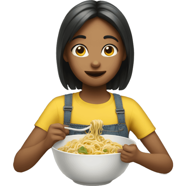 A girl eating noodles emoji