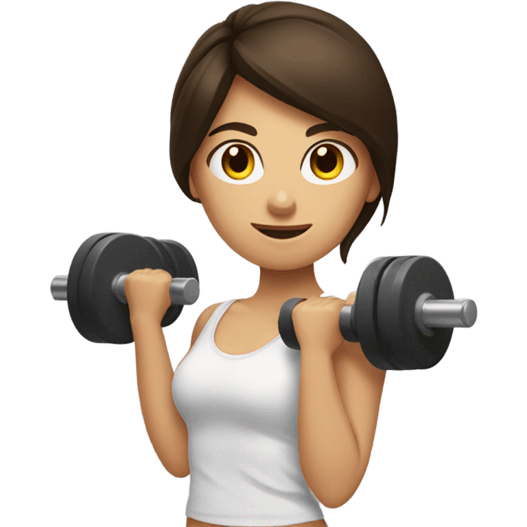 brunette girl lifting weights emoji