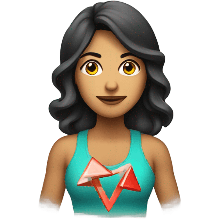 Latino woman playing the electric triangle emoji