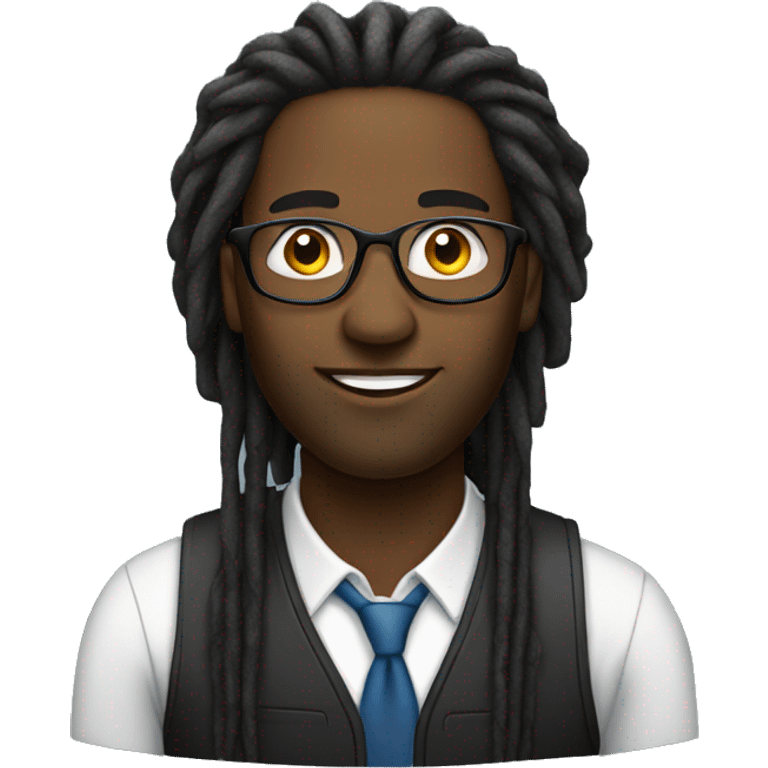 Black male IT proffessional with glasses with dreadlocks emoji