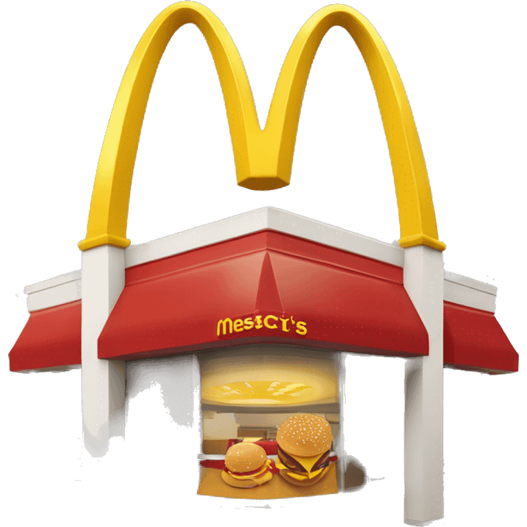 “McDonald’s store with the iconic golden arches, a red and yellow color scheme, and a simple, recognizable design that captures the essence of a fast food restaurant.” emoji