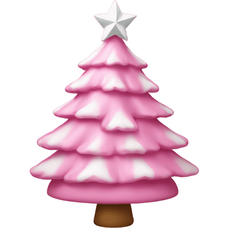 Pink Christmas tree with white bow emoji