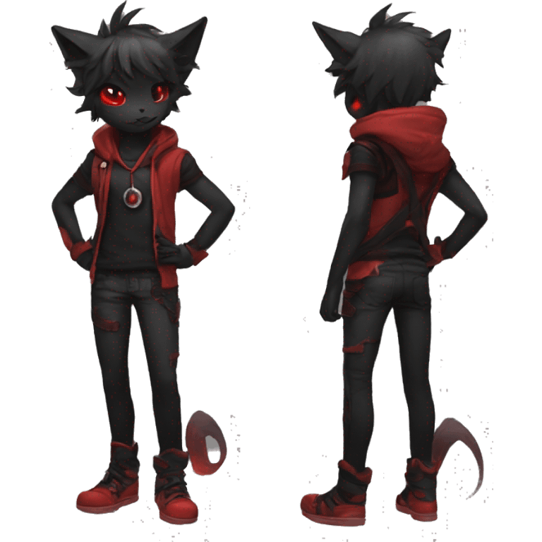 Black and Red Ethereal Cool Edgy Cute Anthro Fakémon emoji