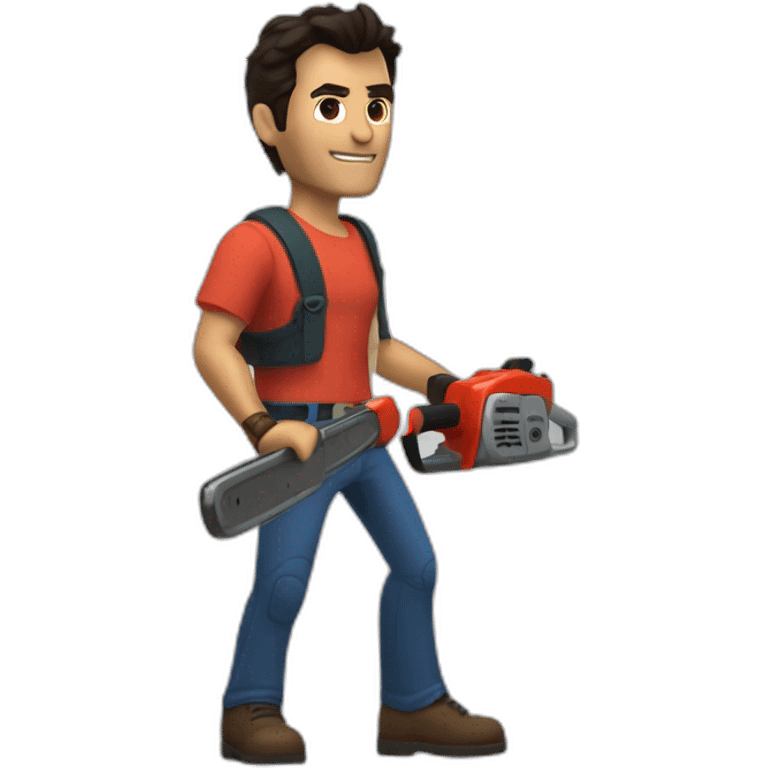 Ash Williams with a chainsaw hand emoji