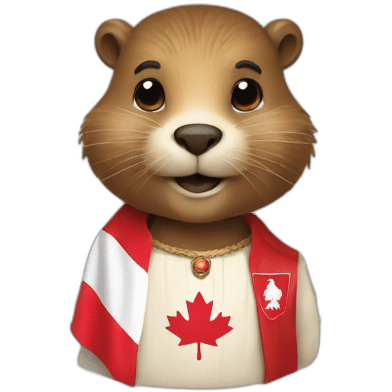 a beaver in polish traditional clothing and a polish flag emoji