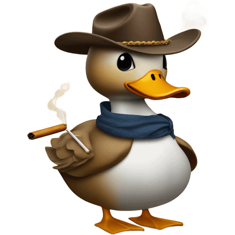 Duck wearing a cowboy hat smoking a cigarette  emoji