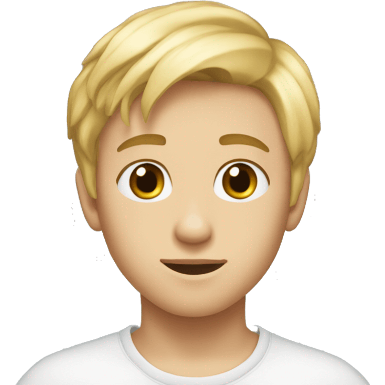 young boy blond hair bloue eyes approximatively 17 years emoji