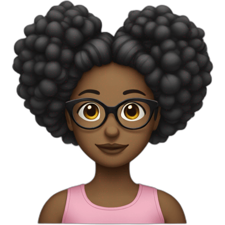 girl with 2 afro puffs and glasses emoji