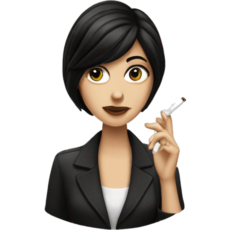 a white girl with black hair smoking a cigarette  emoji