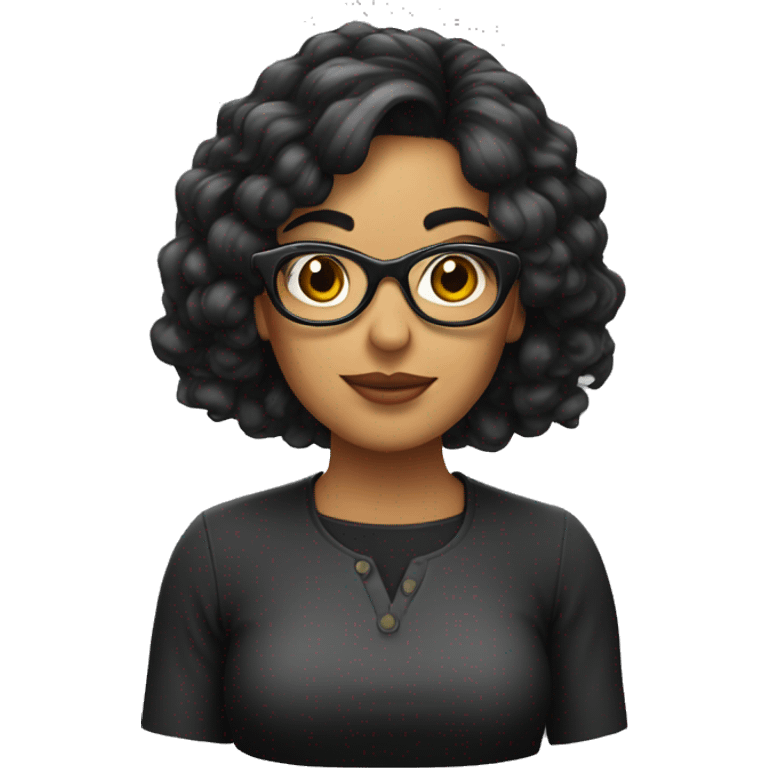 Mujer latina blanca con pelo negro y lentes  emoji