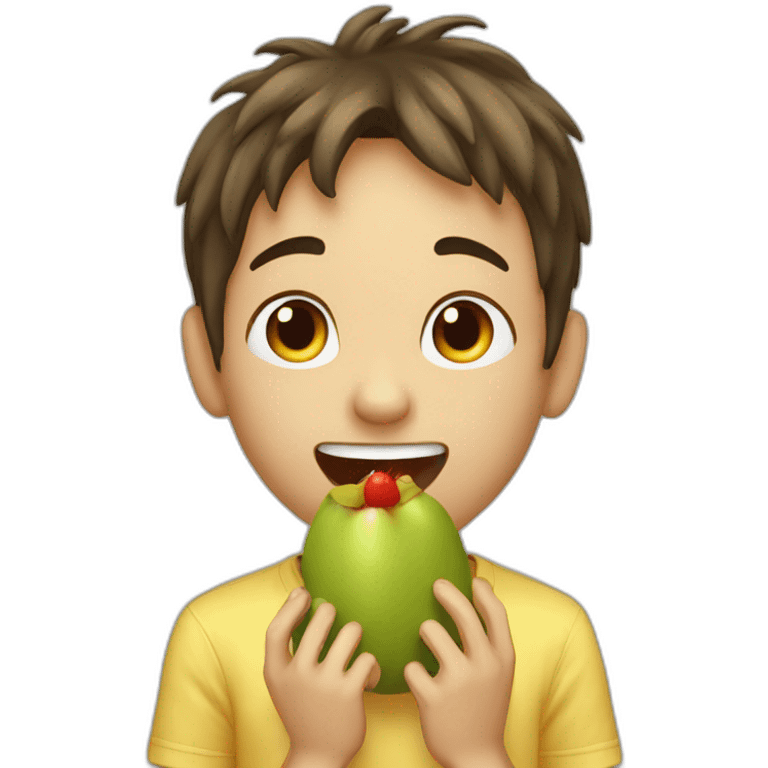 boy eating fruits emoji