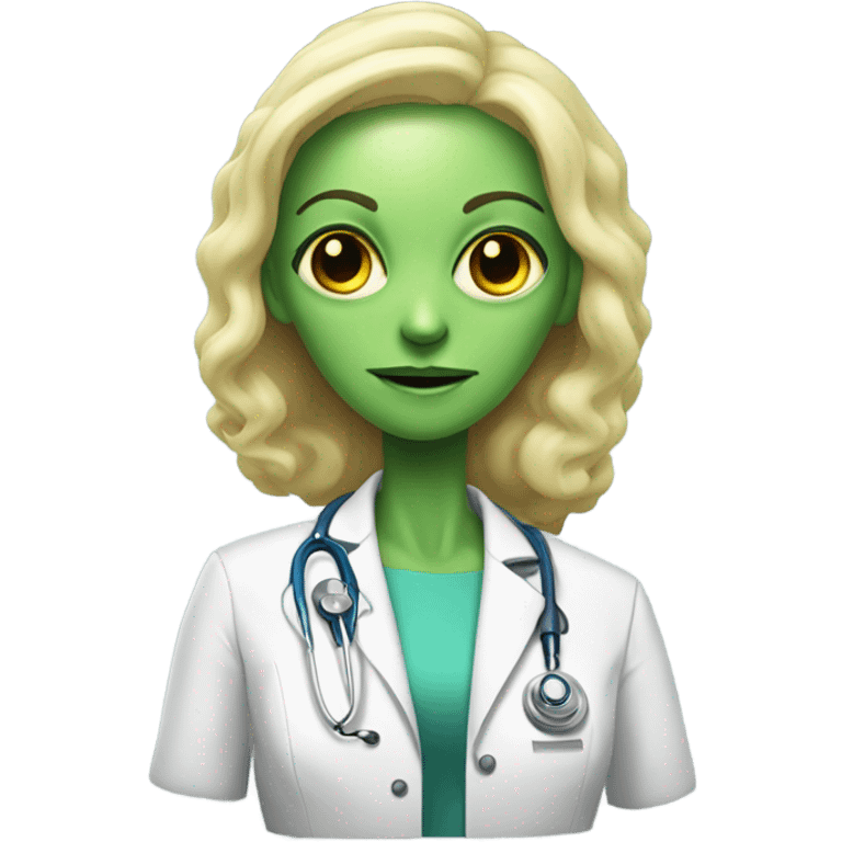 Reptilian alien woman, blonde, is a doctor emoji