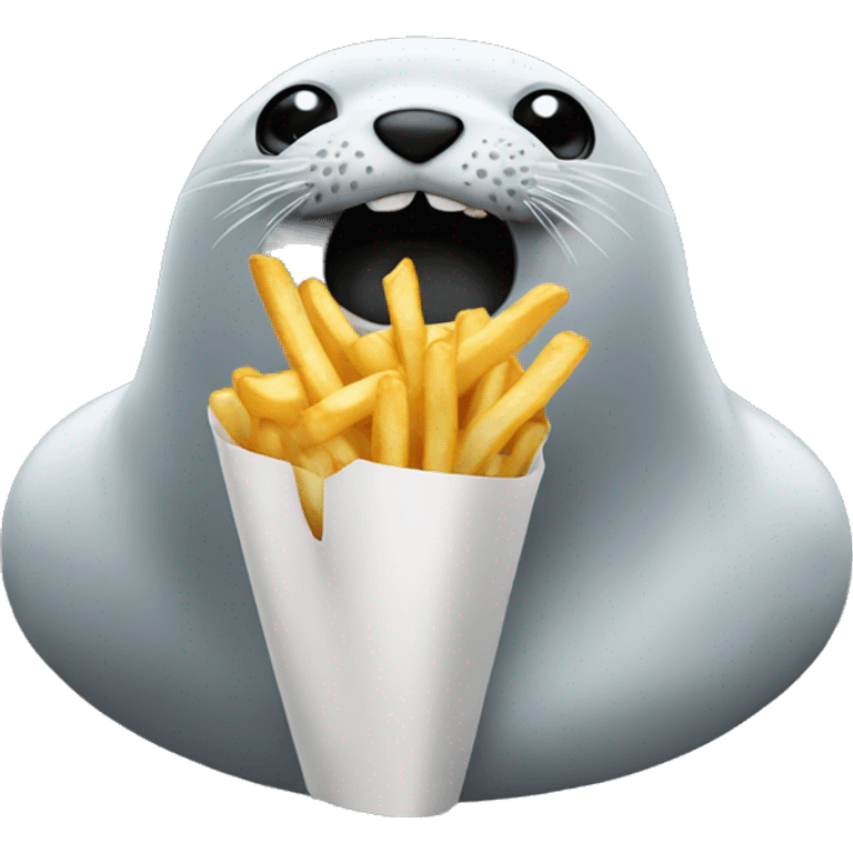 Seal eating fries emoji