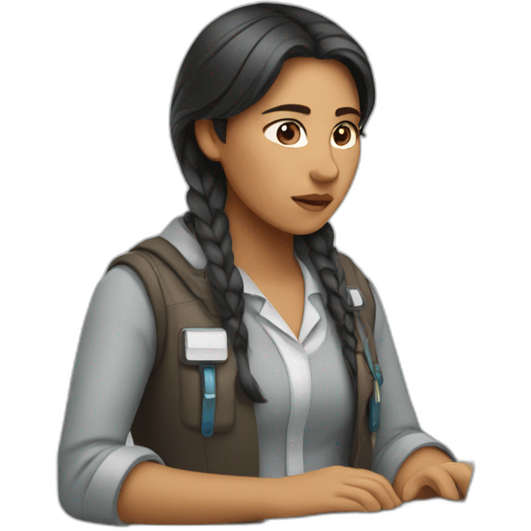 tired native south american female tech worker emoji