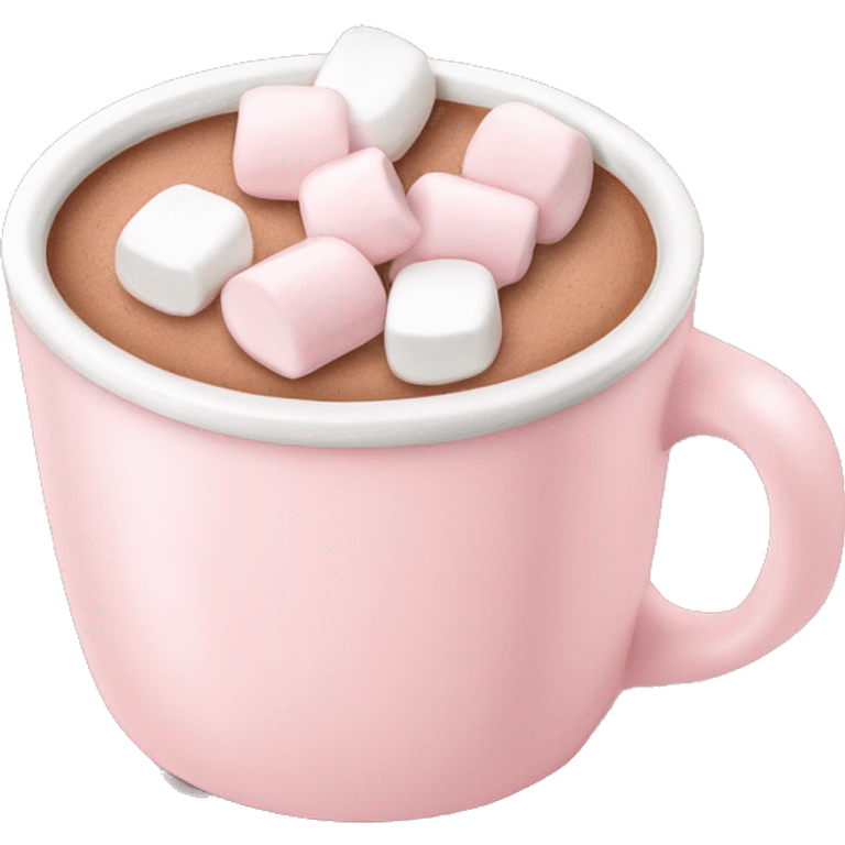 Light Pink mug of hot chocolate with marshmallows  emoji