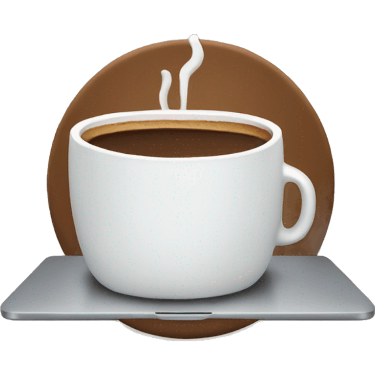 MacBook with coffee aesthetics  emoji