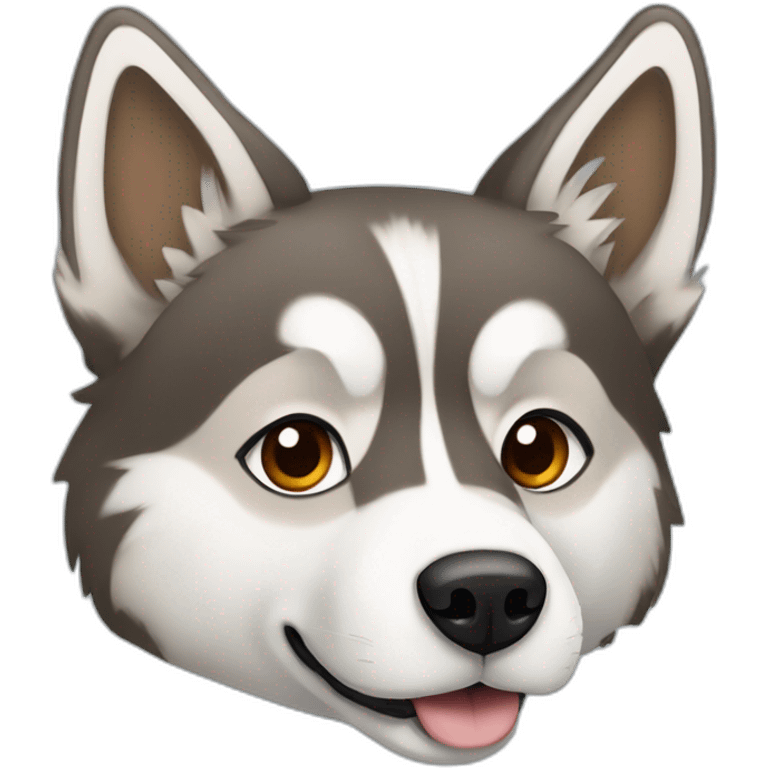 Husky in capuchino colors with one blue and one amber iris emoji