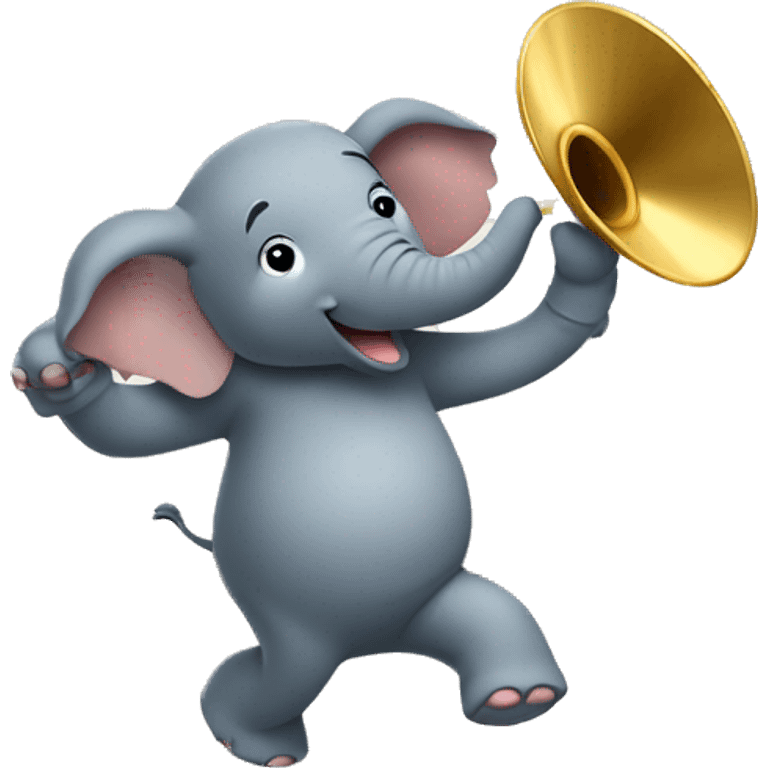 Elephant falling down stairs carrying cymbals emoji