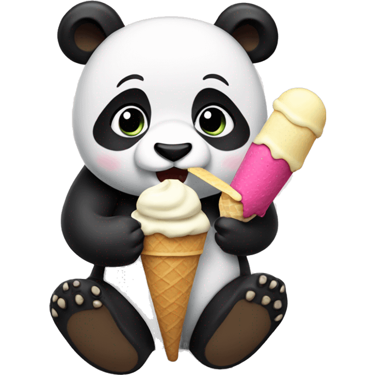 Panda eating ice cream emoji