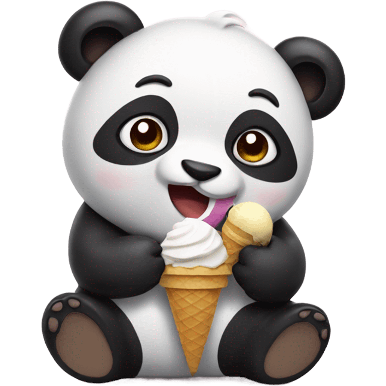 Panda eating ice cream emoji