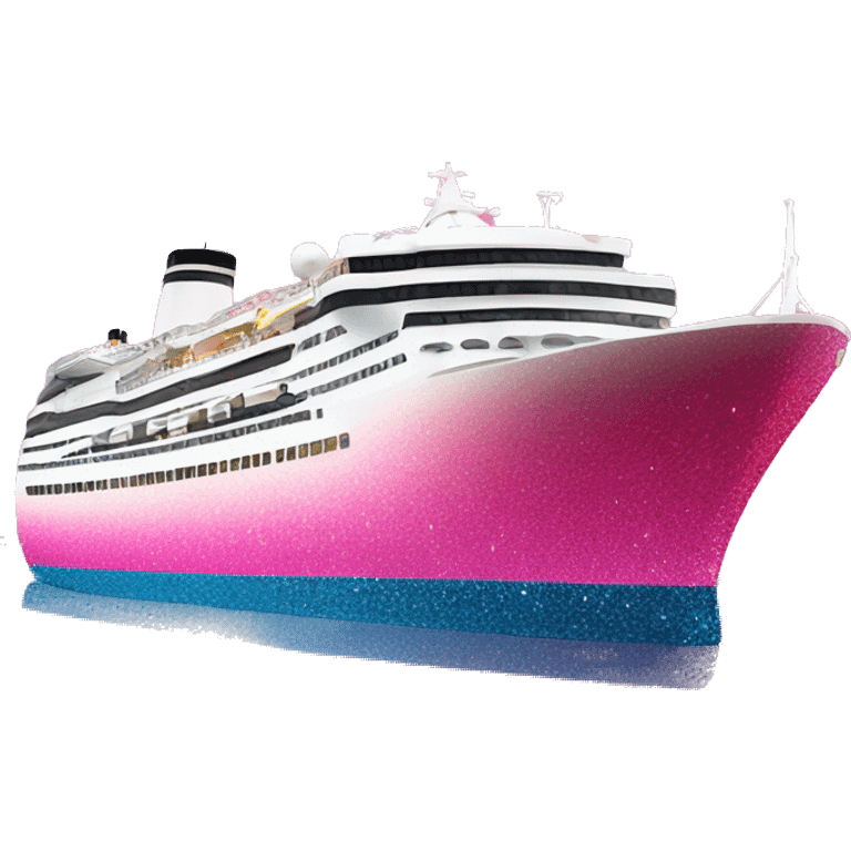 Pink ombre cruise ship with glitter emoji