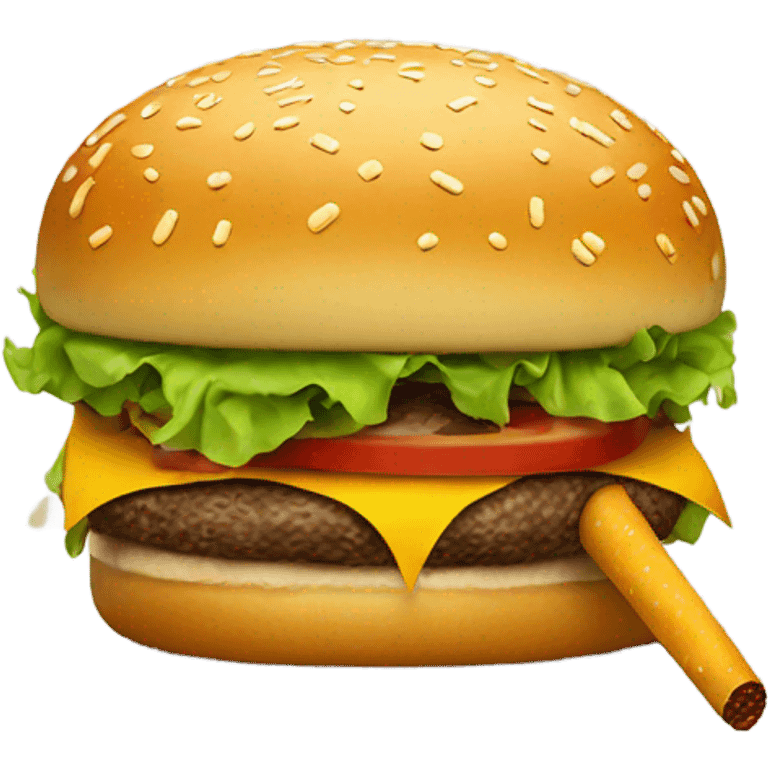 Hamburger smoking cigarettes emoji