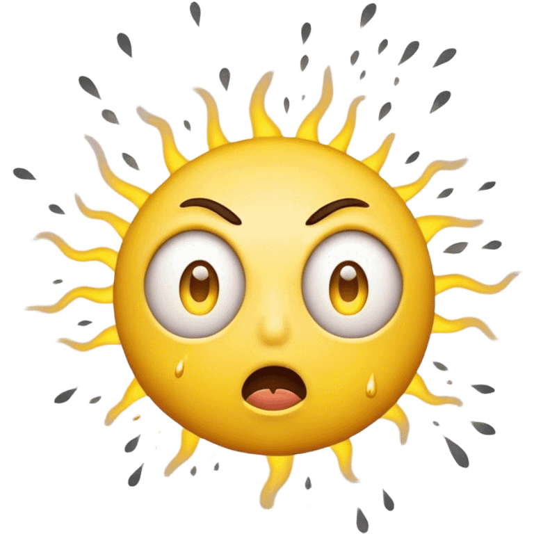 A shocked and mind-blown emoji with a cartoonish style, featuring a round yellow face, wide-open eyes, raised eyebrows, and an exploding brain effect with stylized smoke or sparks. The expression should be exaggerated, conveying extreme surprise and amazement emoji