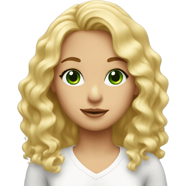 wavy Blonde girl, Bright green eyes emoji