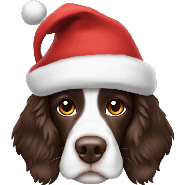 Springer spaniel with Santa hat emoji