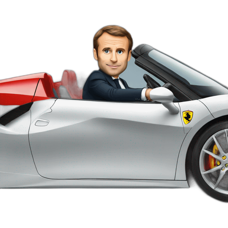 macron driving a ferrari emoji