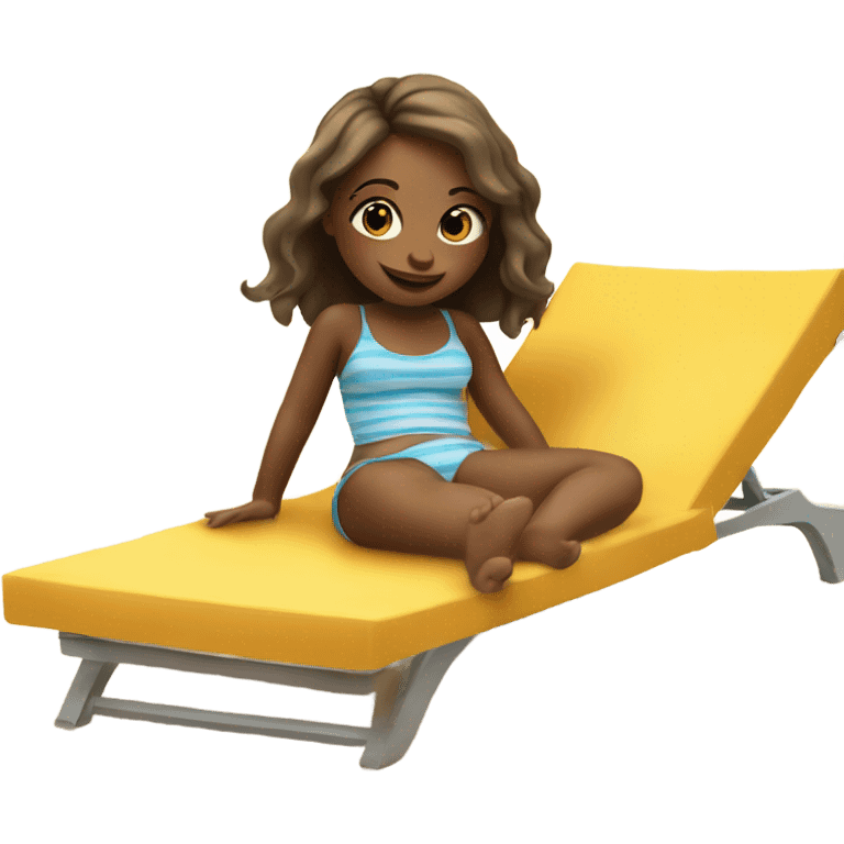 little girl on the beach in a sunbed emoji