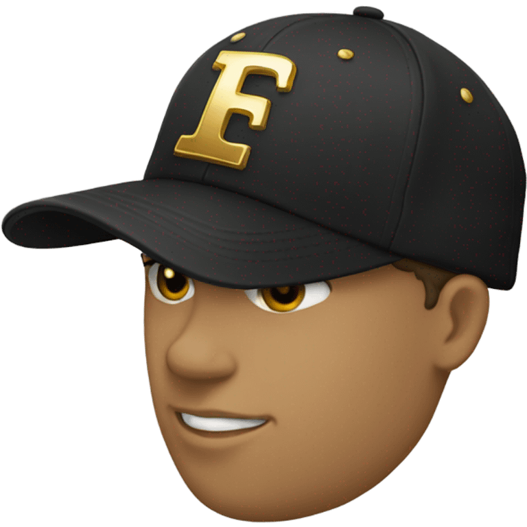 Black baseball cap with gold trim  emoji