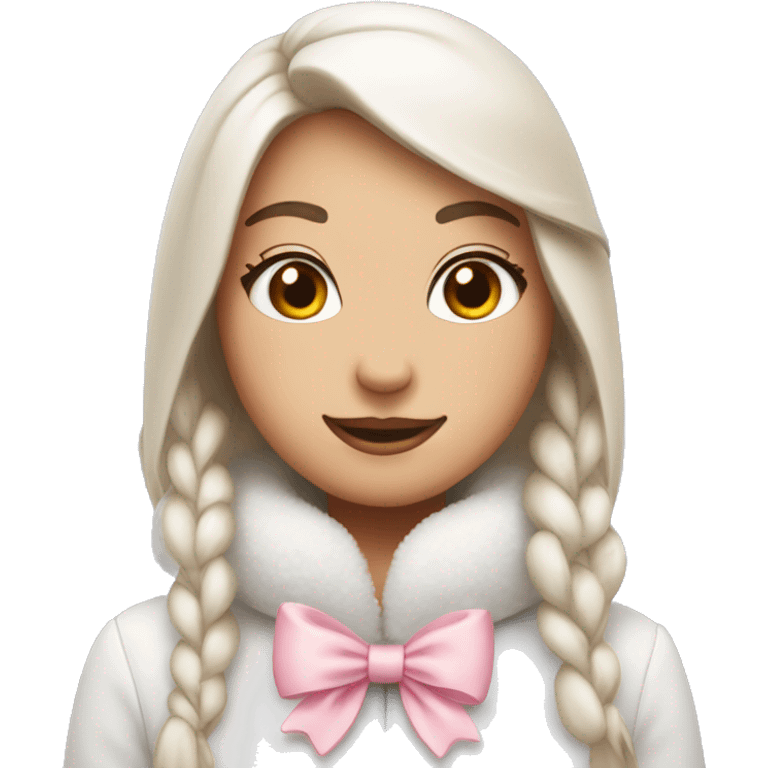 Snow bunny with light pink bow around neck  emoji