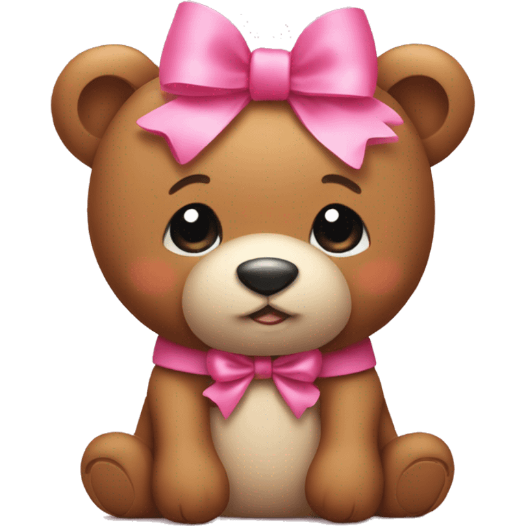 cute teddybear with pink bow on head emoji