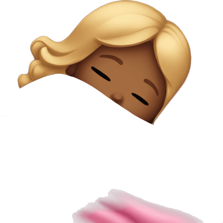 dark blonde girl sleeping with a pink blanket emoji