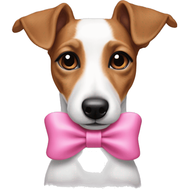 Jack Russel terrier with a pink bow on the head  emoji