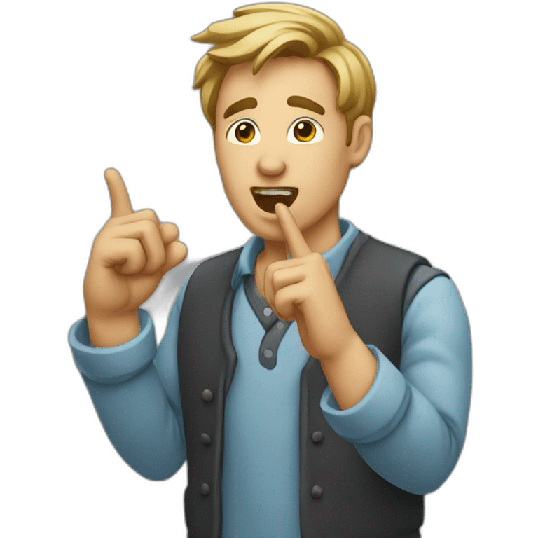 A man doing mewing pointing with his finger  emoji