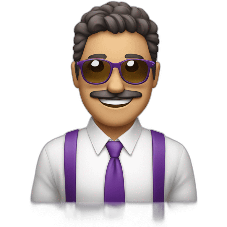 persona-piel blanca-gafas-sonriendo-camisa morada-pelo corto-castaño emoji