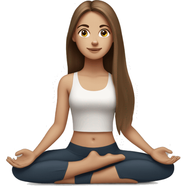 White girl long brown hair doing yoga  emoji