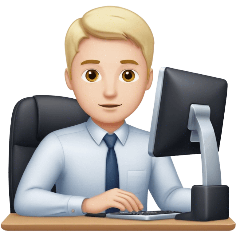 The scene where the male protagonist Mark in Life Cutting works in the office emoji