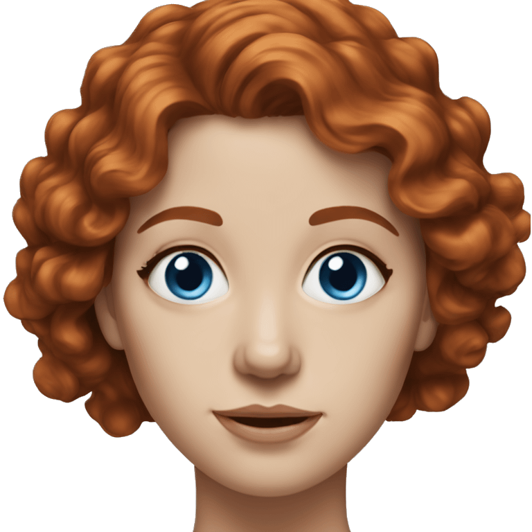 Realistic portrait of woman with wavy auburn hair and blue eyes  emoji