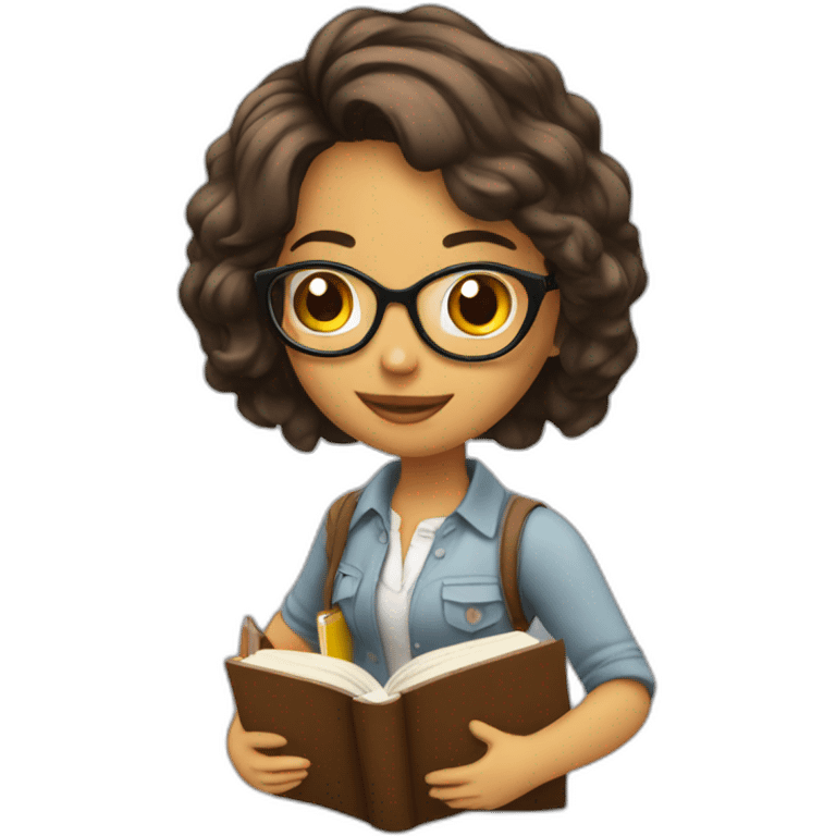 Emoji de chica estudiante con libro emoji