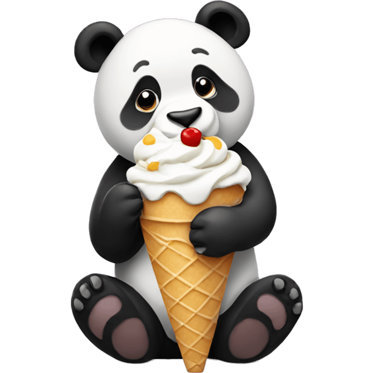 Panda eating ice cream emoji