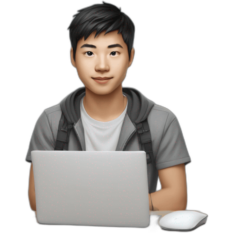 asian teen computer science major intern as software engineer in a cool tech startup with drip emoji