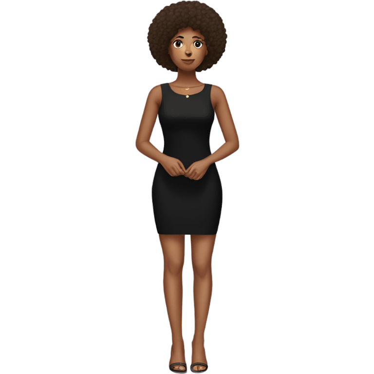 Girl with tan skin and Afro full body black bodycon dress emoji