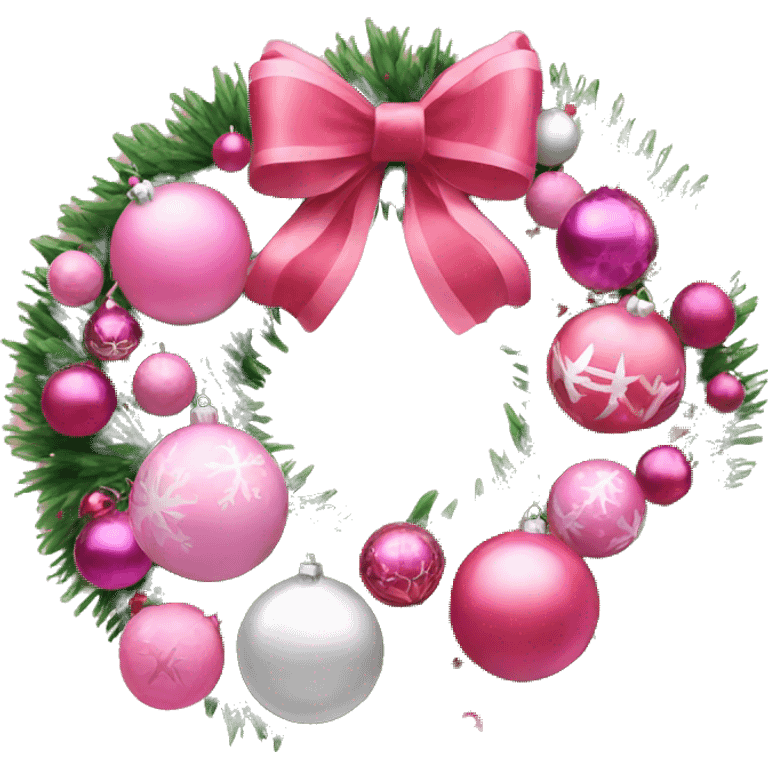 Pink Christmas wreath with ornaments  emoji