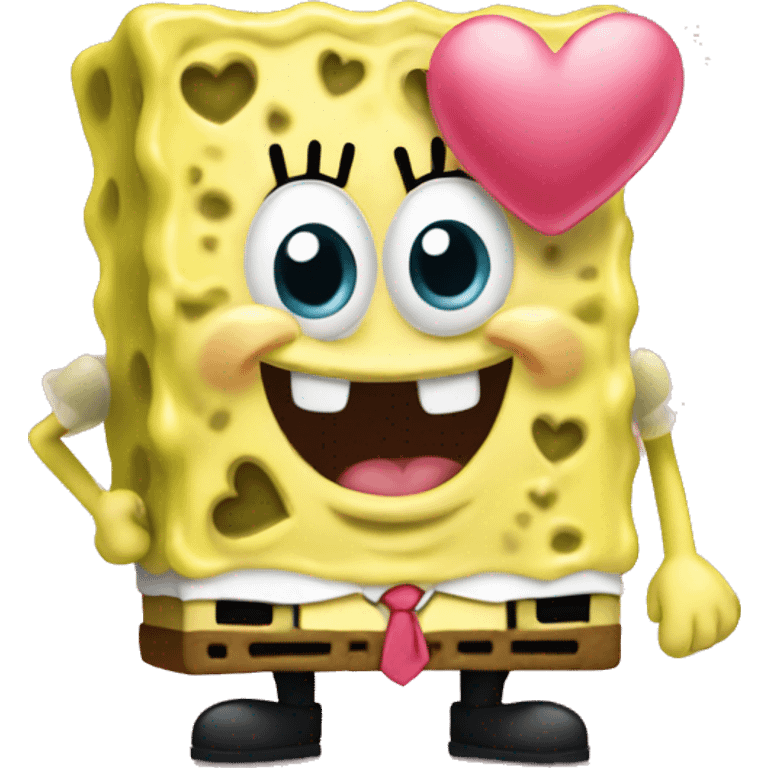 Cute SpongeBob with hearts  emoji